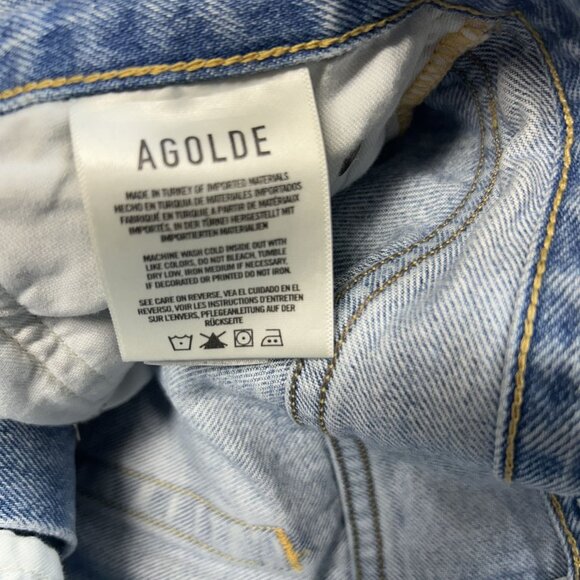 Agolde Parker Butterfly Medium Wash Denim Distress Cut off Jean Short Size 27 - Picture 3 of 7